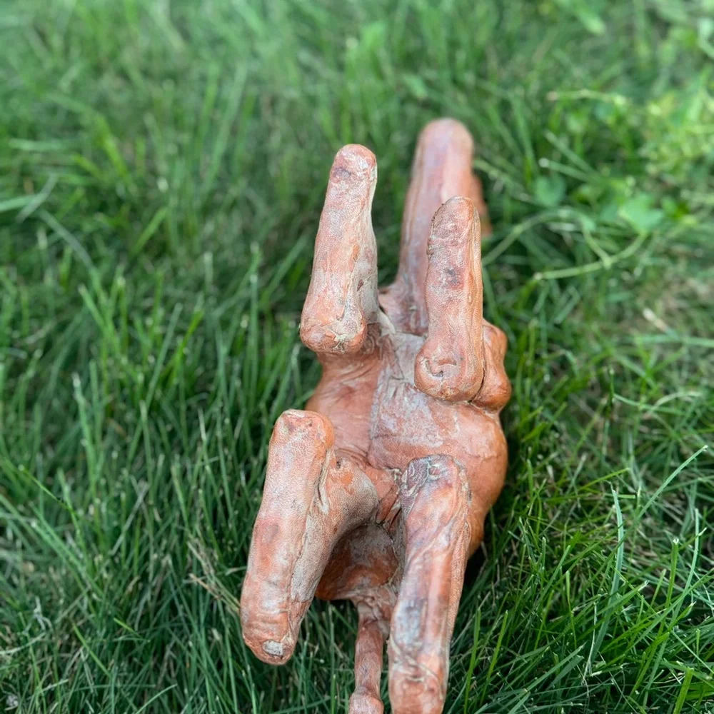 Handcrafted Tan Leather Covered Camel Decor